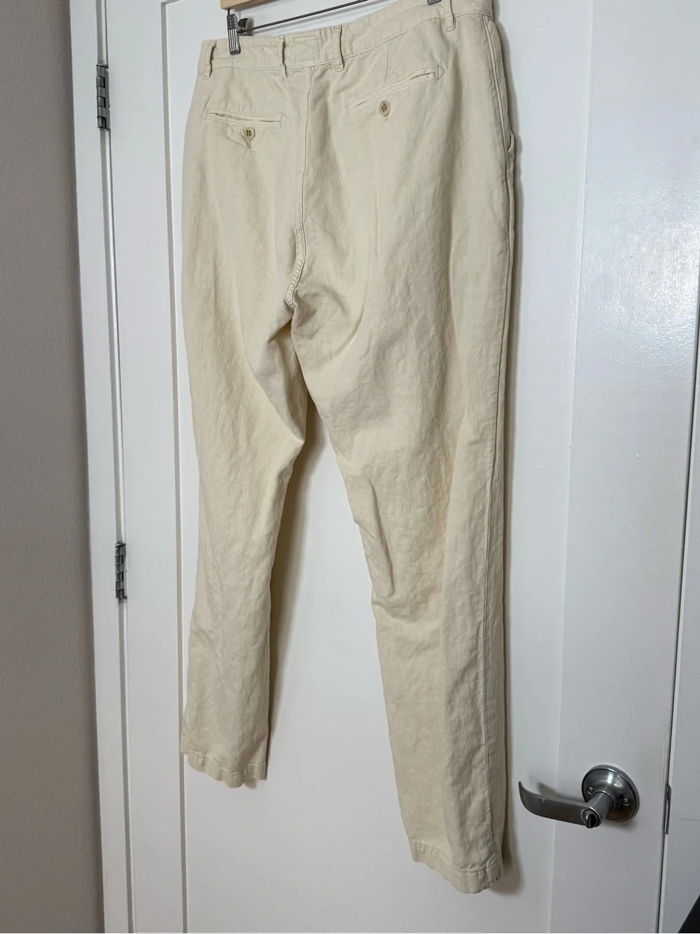 Flint and Tinder Athletic Tapered Fit Pants Mens Sz 36 Beige Cotton Linen Resort